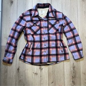 SAGE Collective Purple Plaid Sherpa Lined Shacket Jacket M‎ Cozy Flannel